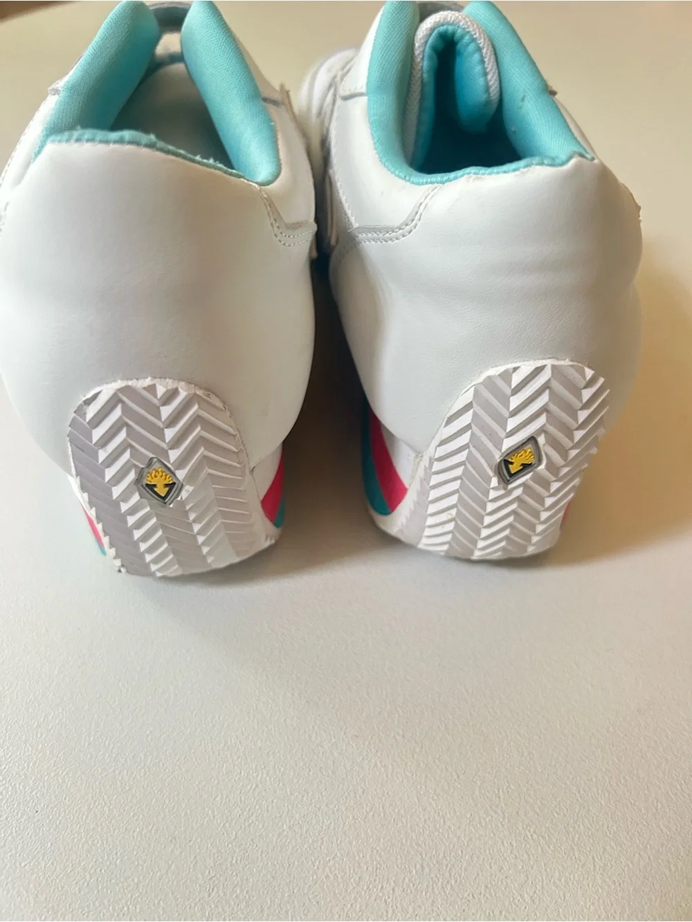 Y2K Volatile White Platform Sneaker with Pink and Teal Stripes